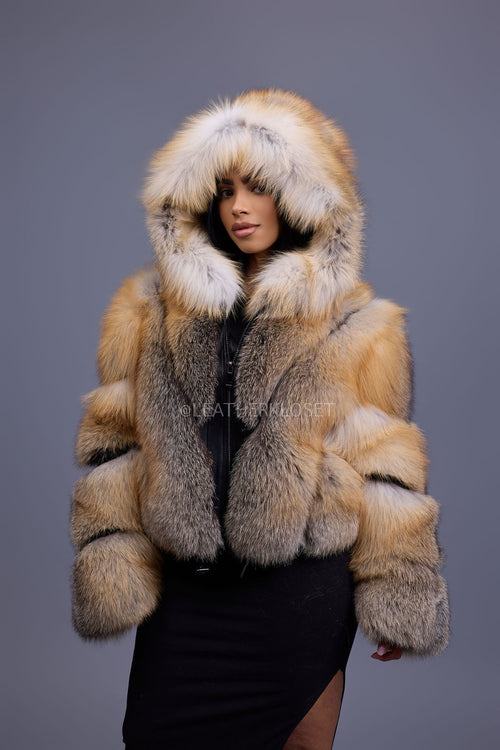 Women's Pippa Fox Bomber With Hood [Golden Island]
