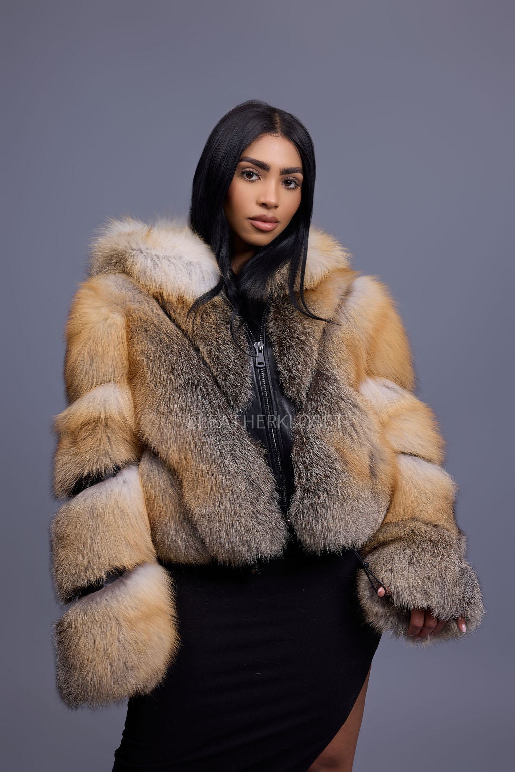 Women's Pippa Fox Bomber With Hood [Golden Island]