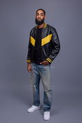 Men's V Baseball Jacket [Black/Yellow]