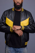 Men's V Baseball Jacket [Black/Yellow]