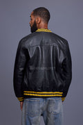 Men's V Baseball Jacket [Black/Yellow]