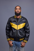 Men's V Baseball Jacket [Black/Yellow]