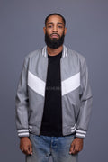 Men's V-Baseball Jacket [Grey/White]