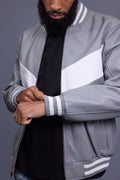 Men's V-Baseball Jacket [Grey/White]