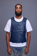 Men's Leather Vegas Vest [Navy]