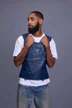 Men's Leather Vegas Vest [Navy]