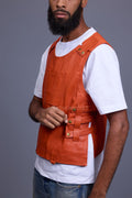 Men's Leather Vegas Vest [Orange]