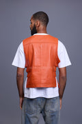 Men's Leather Vegas Vest [Orange]