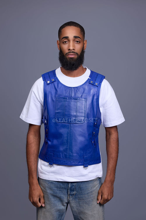Men's Leather Vegas Vest [Royal Blue]