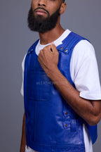 Men's Leather Vegas Vest [Royal Blue]