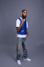 Men's Leather Vegas Vest [Royal Blue]