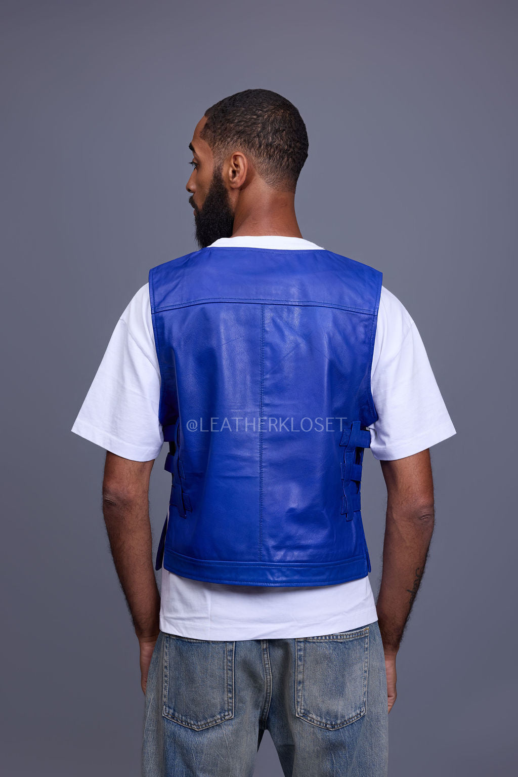 Men's Leather Vegas Vest [Royal Blue]