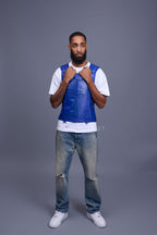 Men's Leather Vegas Vest [Royal Blue]