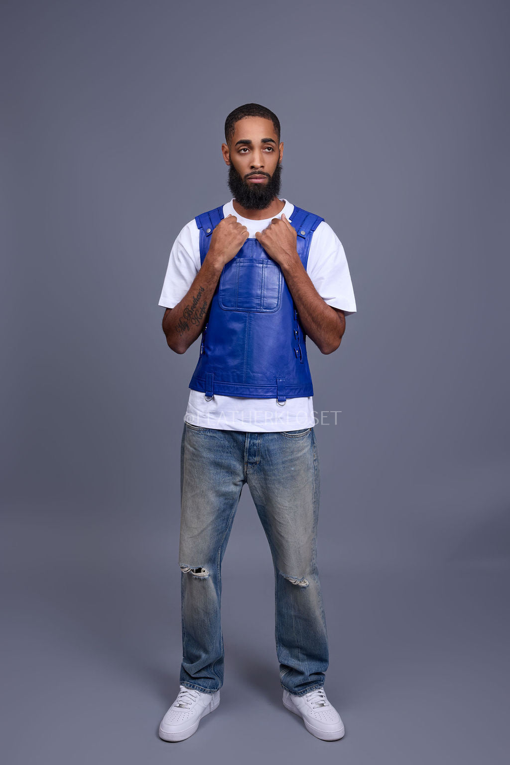 Men's Leather Vegas Vest [Royal Blue]