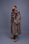 Men's Sebastian Long Fox Trench Coat [Crystal]
