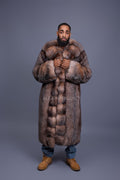 Men's Sebastian Long Fox Trench Coat [Crystal]