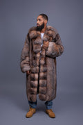 Men's Sebastian Long Fox Trench Coat [Crystal]