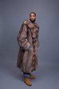 Men's Sebastian Long Fox Trench Coat [Crystal]