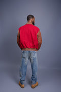 Men's Wool And Leather Pilot Jacket [Red/Caramel Crunch]