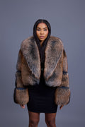Women's Charlotte Crop Fox Bomber [Blue Frosted]