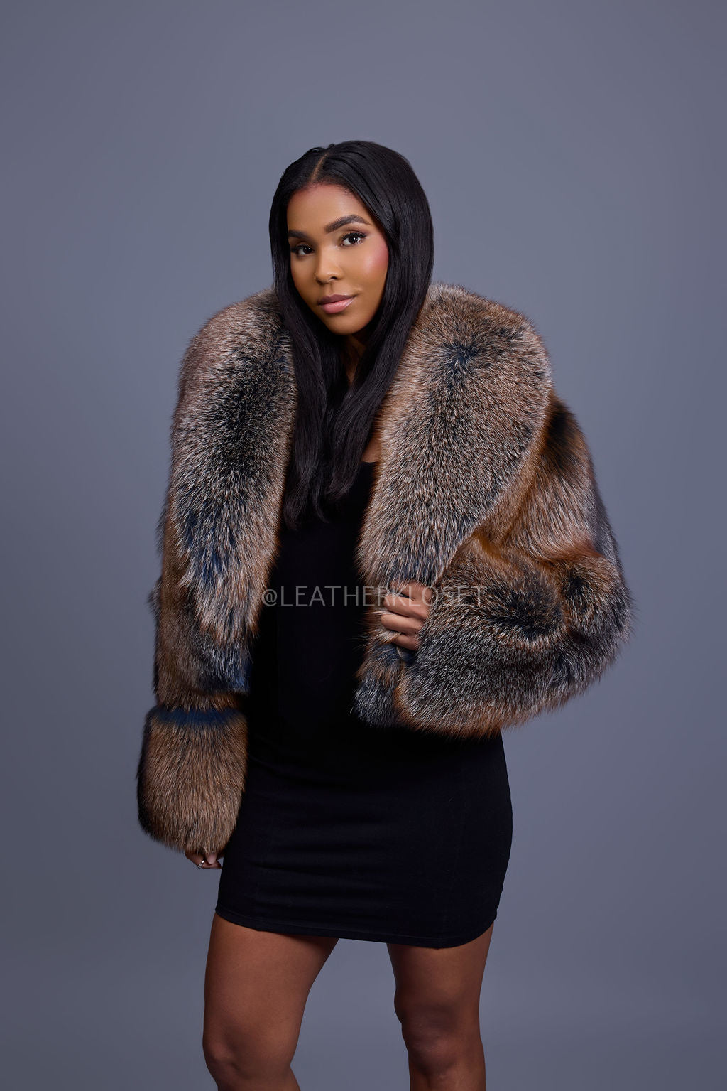 Women's Charlotte Crop Fox Bomber [Blue Frosted]
