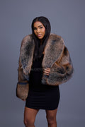 Women's Charlotte Crop Fox Bomber [Blue Frosted]