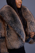 Women's Charlotte Crop Fox Bomber [Blue Frosted]