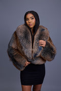 Women's Charlotte Crop Fox Bomber [Blue Frosted]