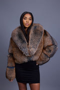 Women's Charlotte Crop Fox Bomber [Blue Frosted]
