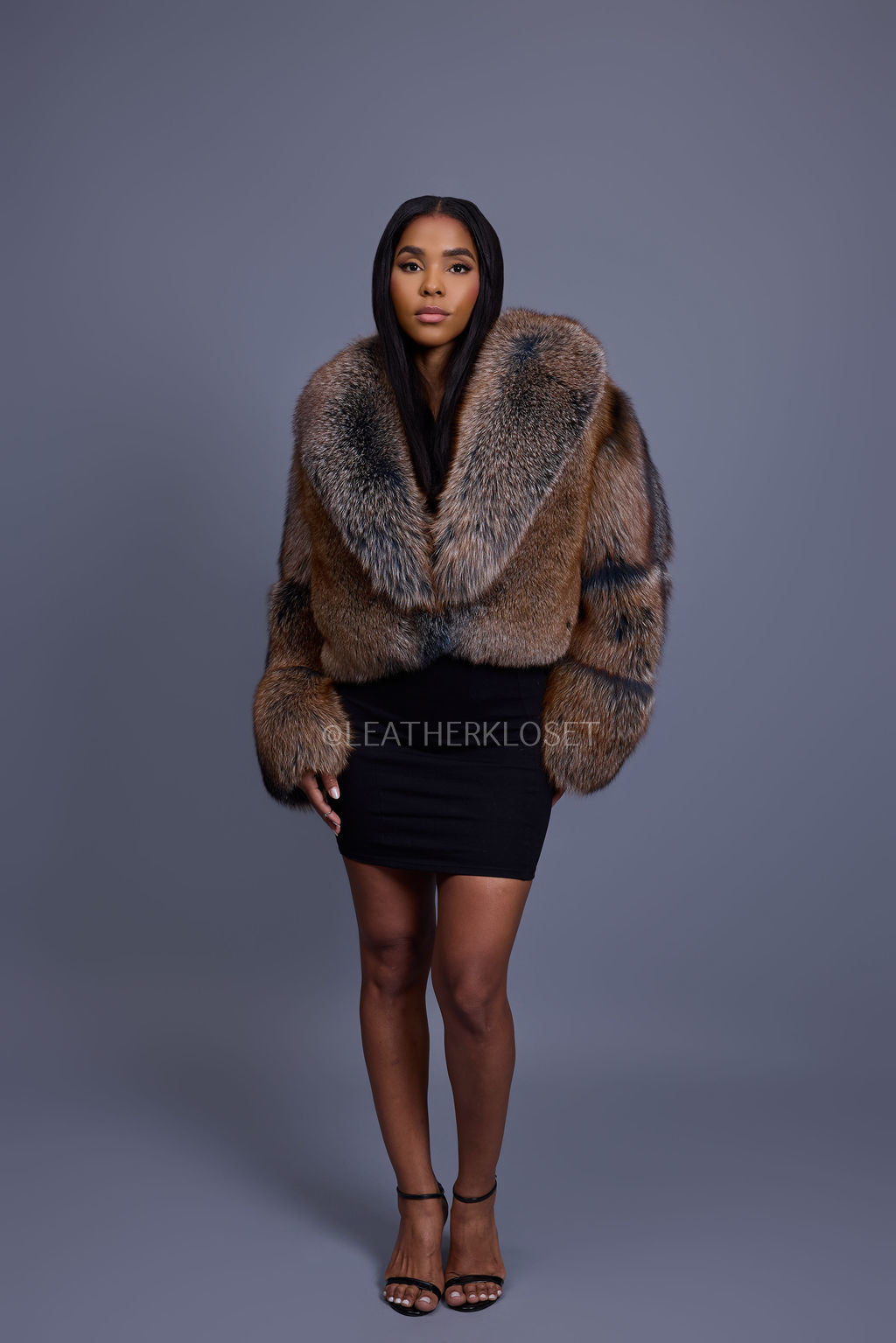 Women's Charlotte Crop Fox Bomber [Blue Frosted]
