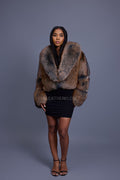 Women's Charlotte Crop Fox Bomber [Blue Frosted]
