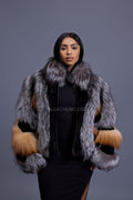 Women's Onyx Fox & Shearling Bomber [Multi Color]