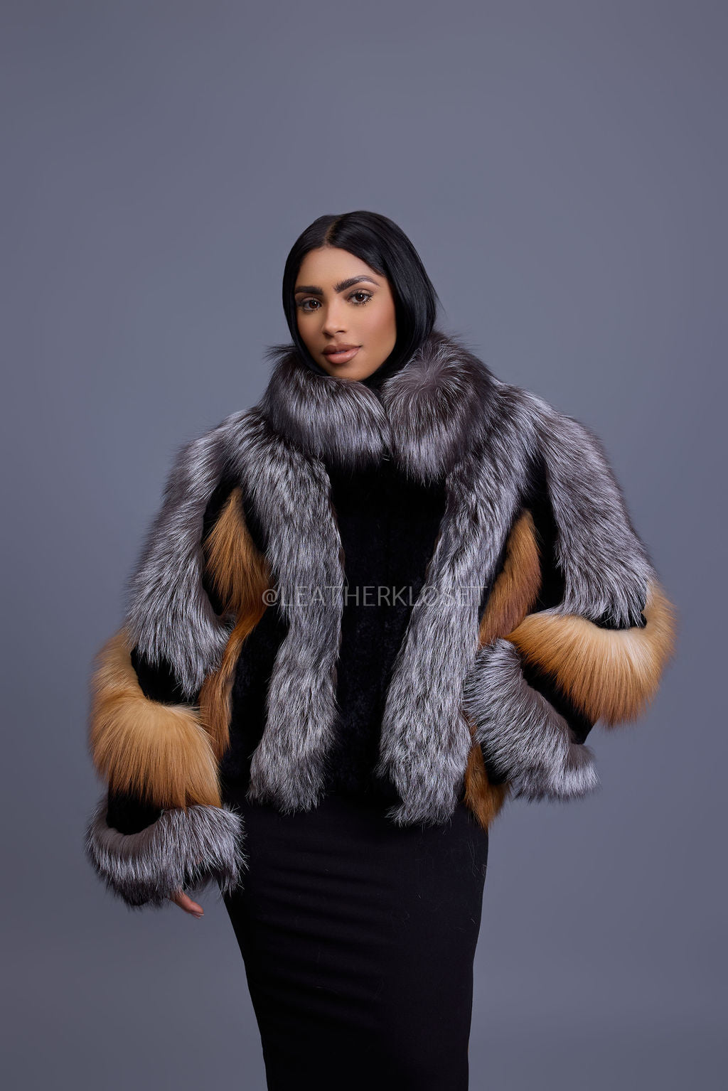 Women's Onyx Fox & Shearling Bomber [Multi Color]