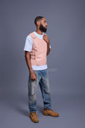 Men's Leather Vegas Vest [Baby Pink]
