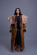 Women's Pocahontas Sheepskin Trench Coat [Brown]