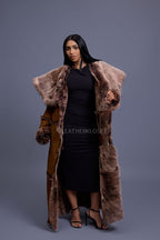 Women's Pocahontas Sheepskin Trench Coat [Brown]