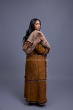 Women's Pocahontas Sheepskin Trench Coat [Brown]