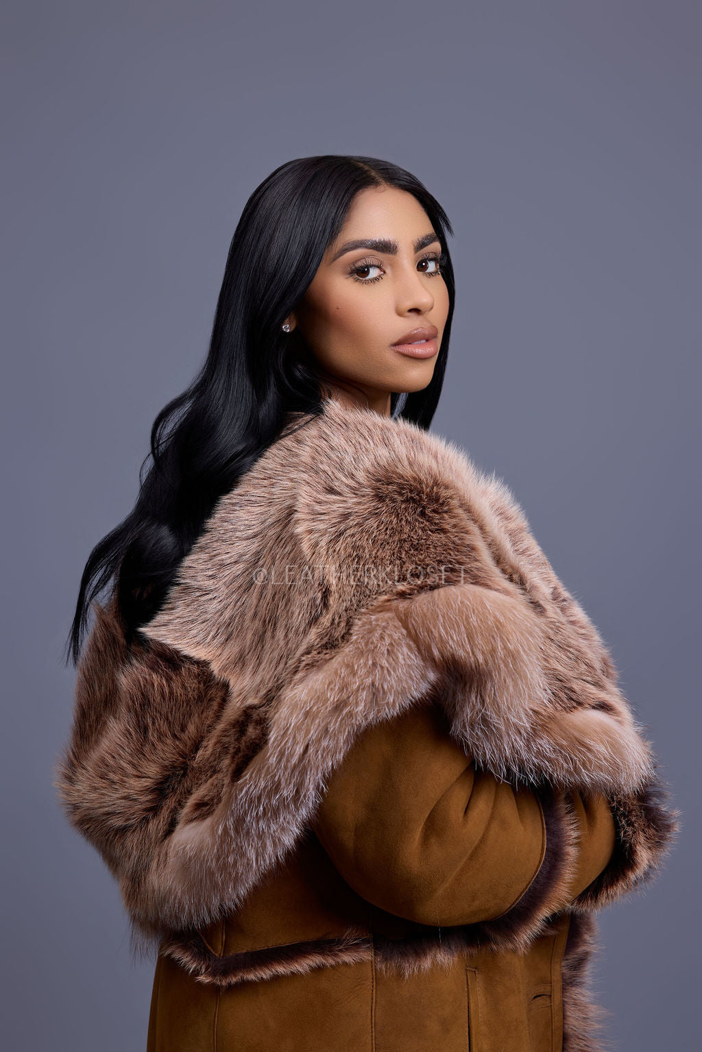 Women's Pocahontas Sheepskin Trench Coat [Brown]
