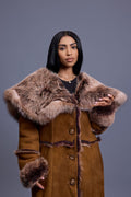 Women's Pocahontas Sheepskin Trench Coat [Brown]