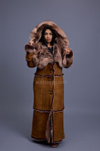 Women's Pocahontas Sheepskin Trench Coat [Brown]