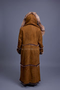 Women's Pocahontas Sheepskin Trench Coat [Brown]