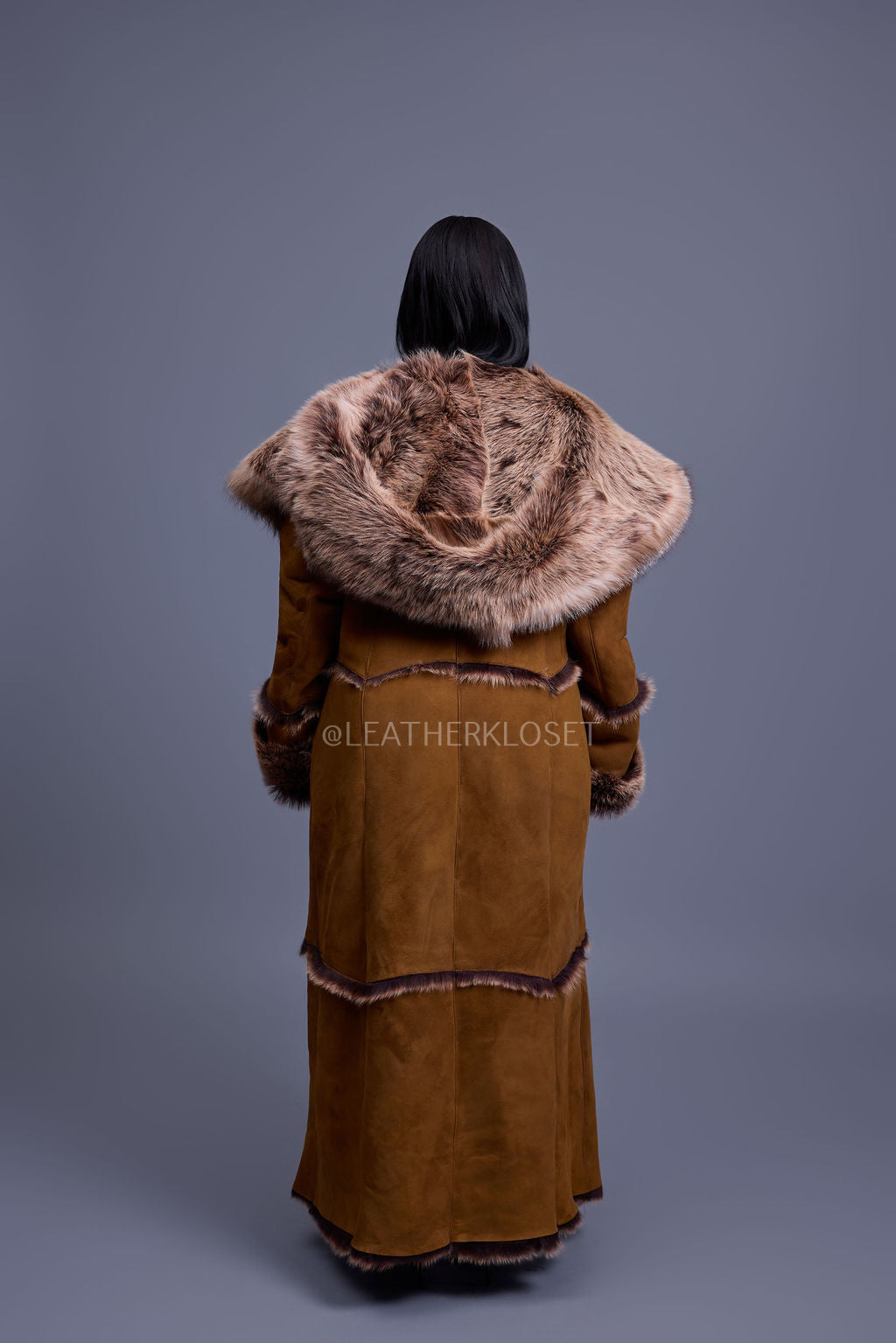 Women's Pocahontas Sheepskin Trench Coat [Brown]