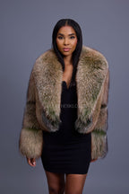 Women's Charlotte Crop Fox Bomber [Green Frosted]