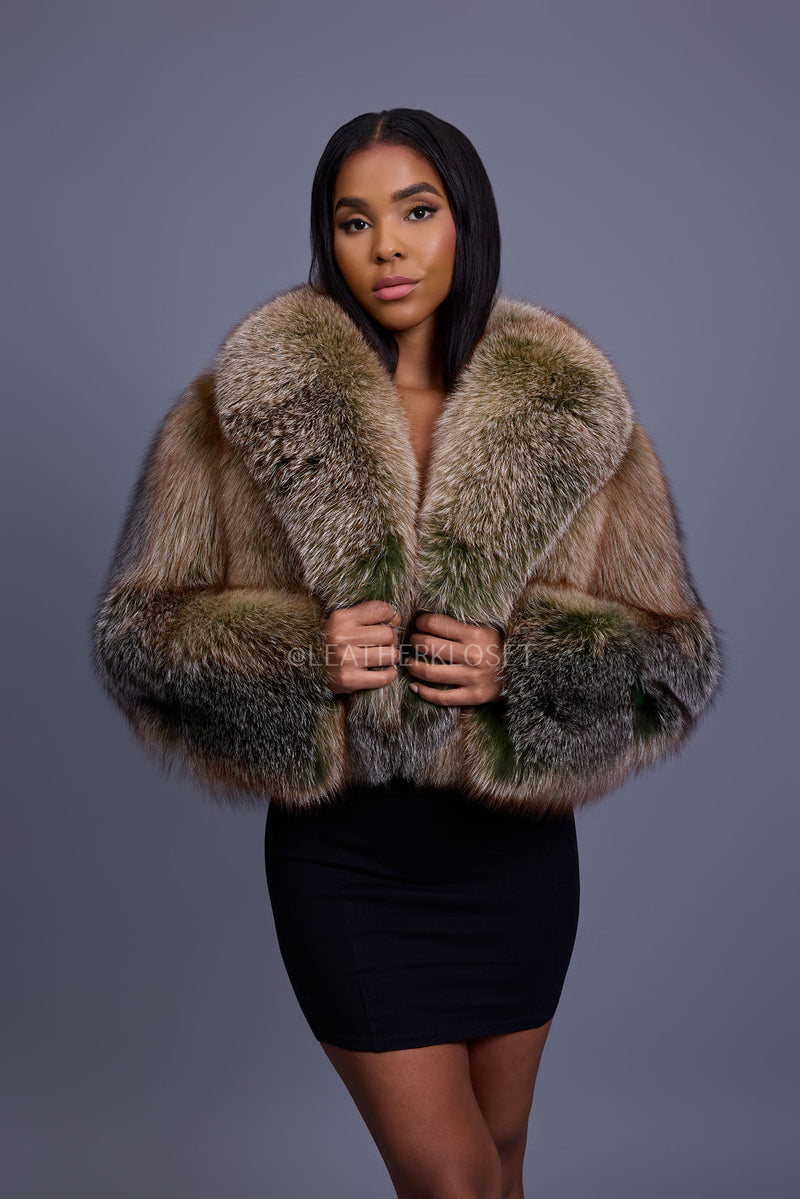 Women's Charlotte Crop Fox Bomber [Green Frosted]