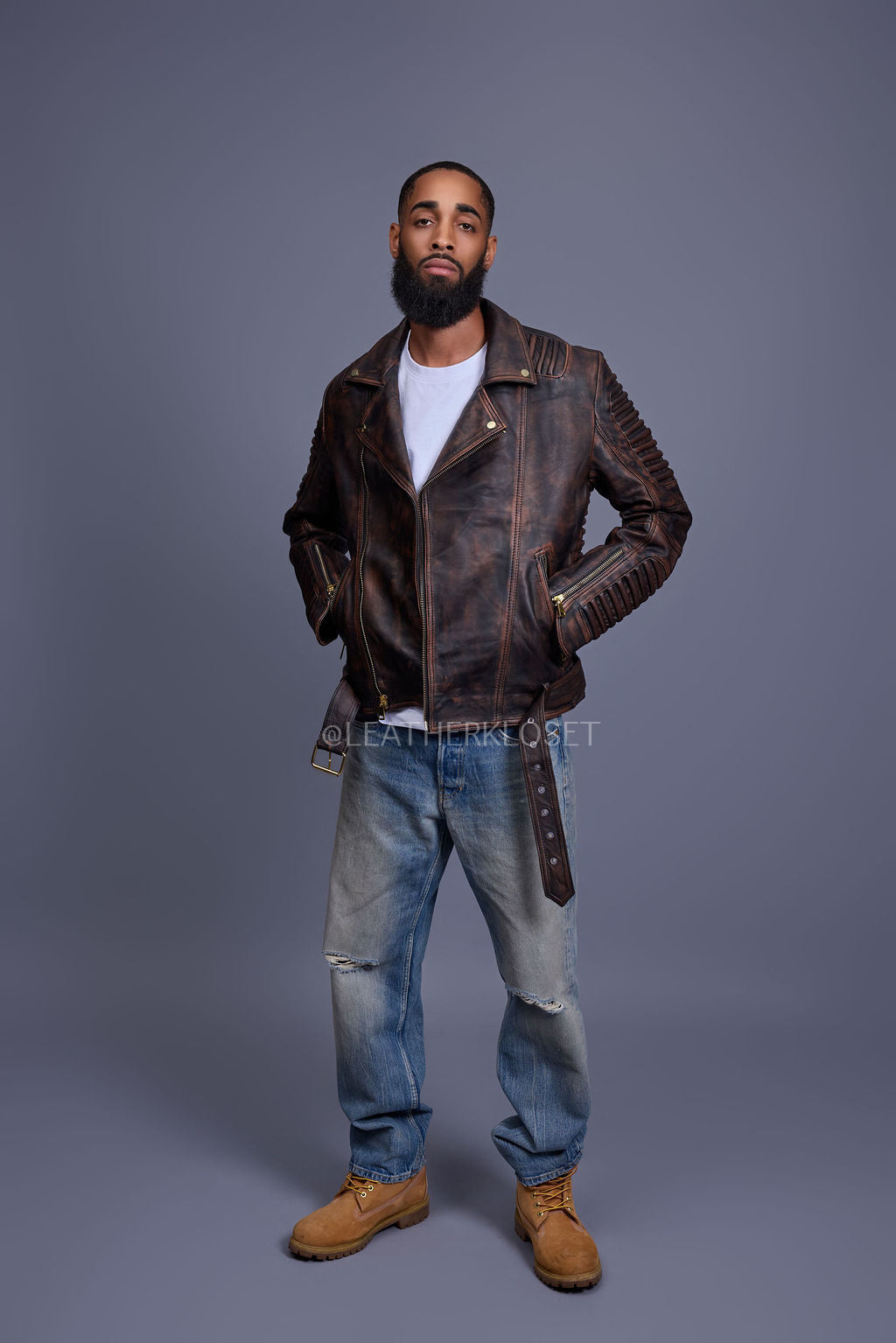 Men's Trey Biker Jacket [Brown Copper]