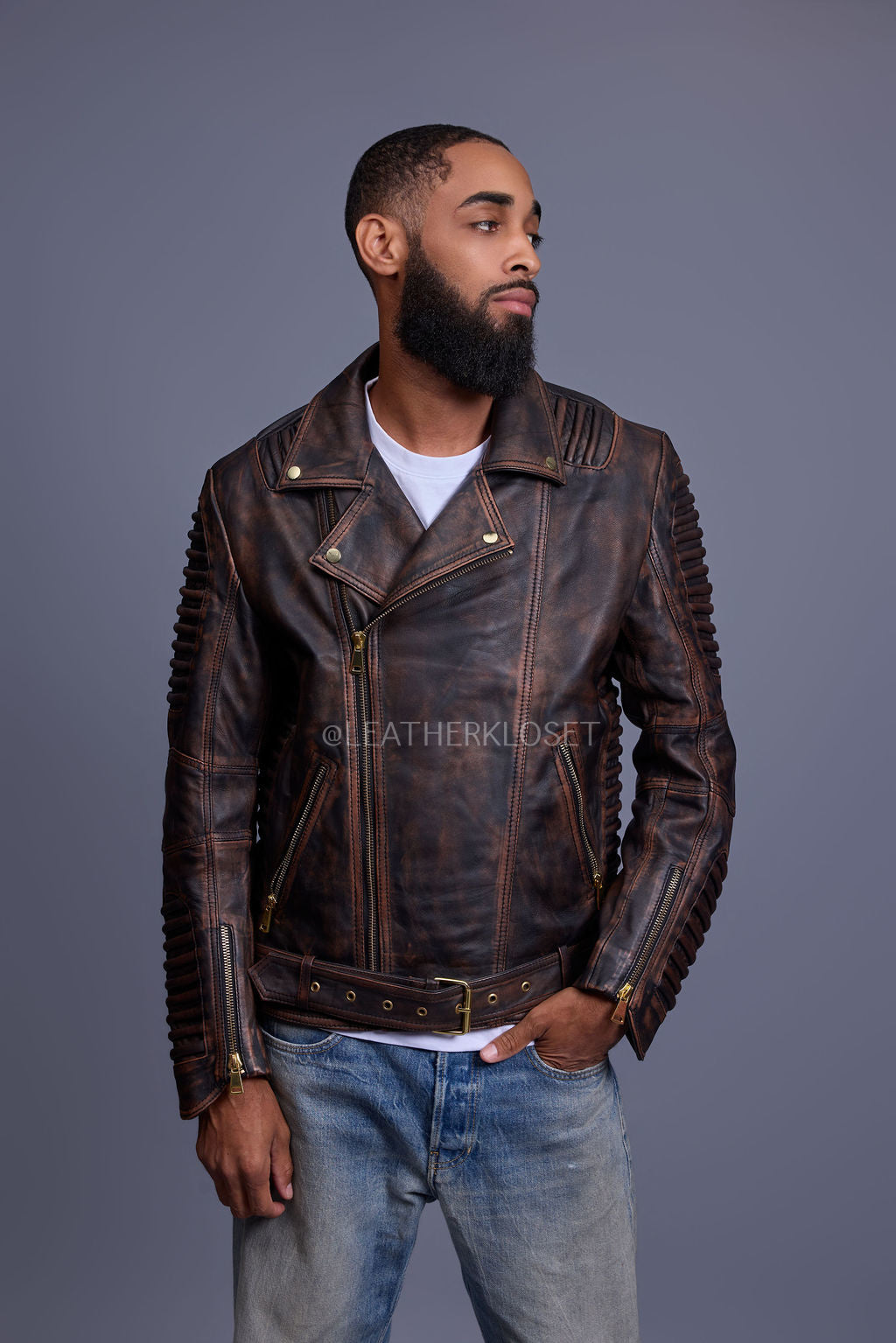 Men's Trey Biker Jacket [Brown Copper]