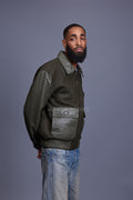 Men's Wool And Leather Pilot Jacket [Olive]
