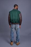 Men's Wool And Leather Pilot Jacket [Beef/Broccoli]