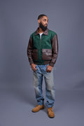 Men's Wool And Leather Pilot Jacket [Beef/Broccoli]
