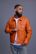 Men's Dylan Jacket Orange Leather